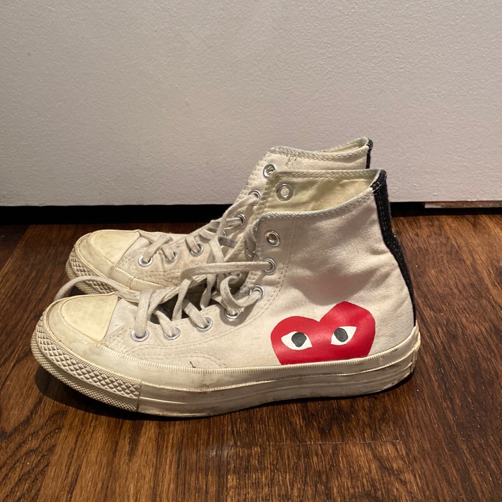 Converse All Stars Play x Comme des Garçons white high tops size 6